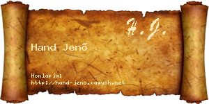 Hand Jenő névjegykártya